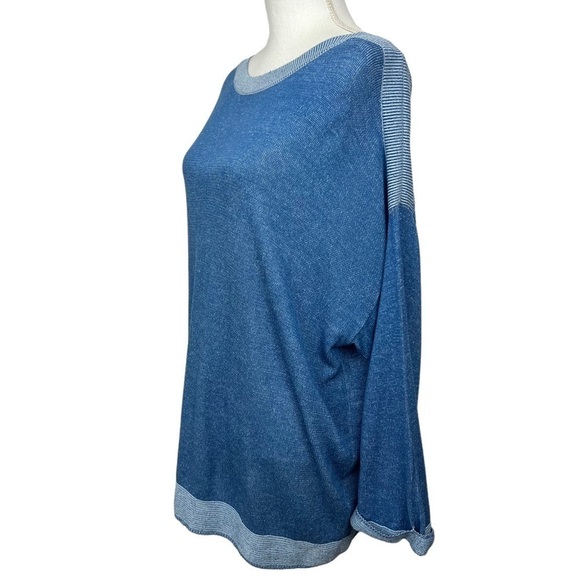 Chico’s Women’s Pullover Sweater Sz 3=Large Sz 16 Color Blue Stretch Cuff Sleeve - Picture 3 of 12